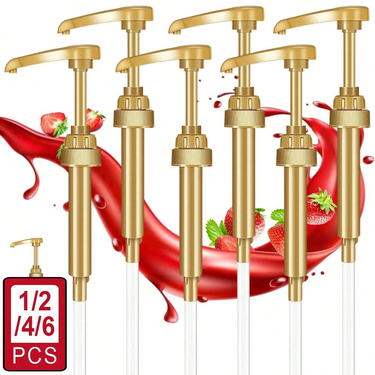 Dispenser Coffee And Tea - 1/2/4/6 stuks gouden sirooppomp, koffiesirooppompdispenser voor