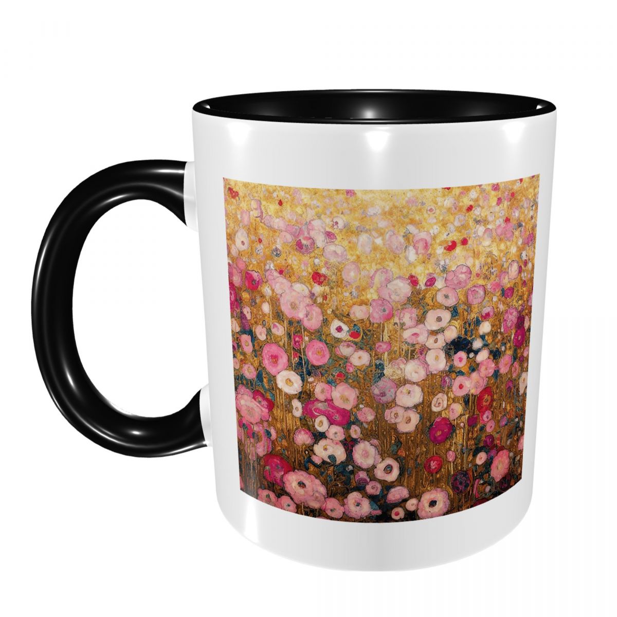 Coffee Tea Garden - Gustav Klimt Roze Bloementuin Mok Grappige
