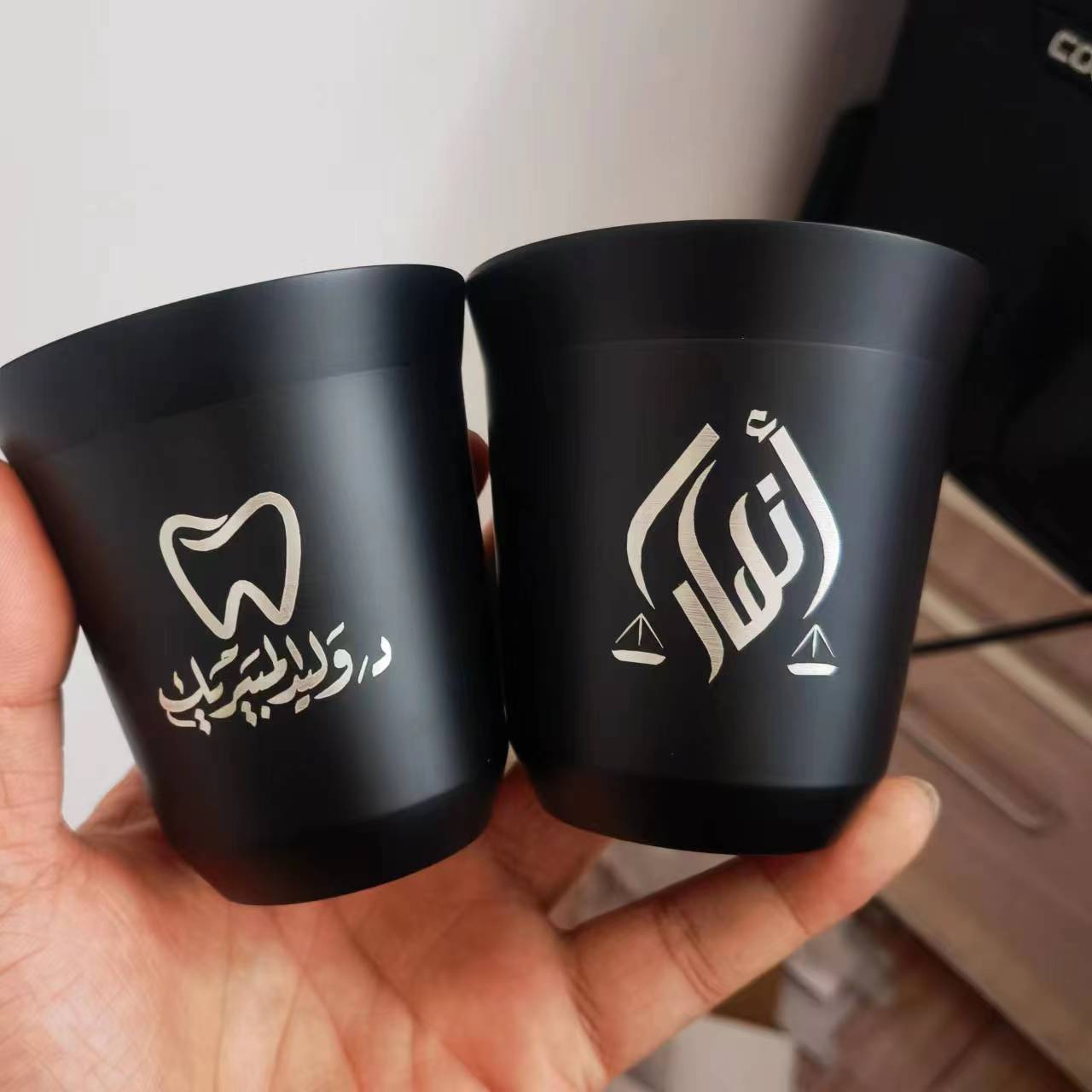 Coffee Tea Logo - Geïsoleerde dubbelwandige roestvrijstalen espressokopjes, espressokoffiekopjes, gepersonaliseerde