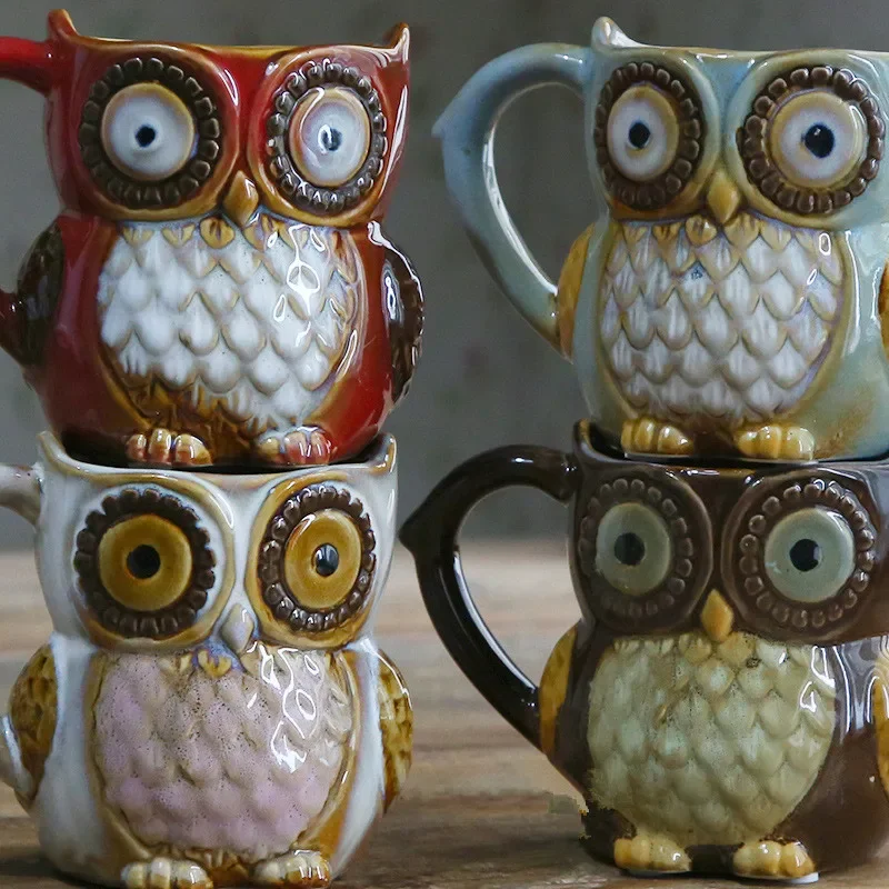 Morning Tea Coffee - Leuke Uil Cartoon Koffie Drinkgerei, Melk,