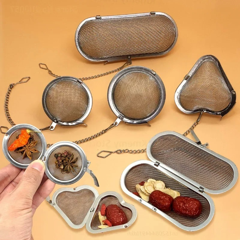 Coffee Tea Infusion - Roestvrijstalen ovale hartvormige theezeef met ketting,