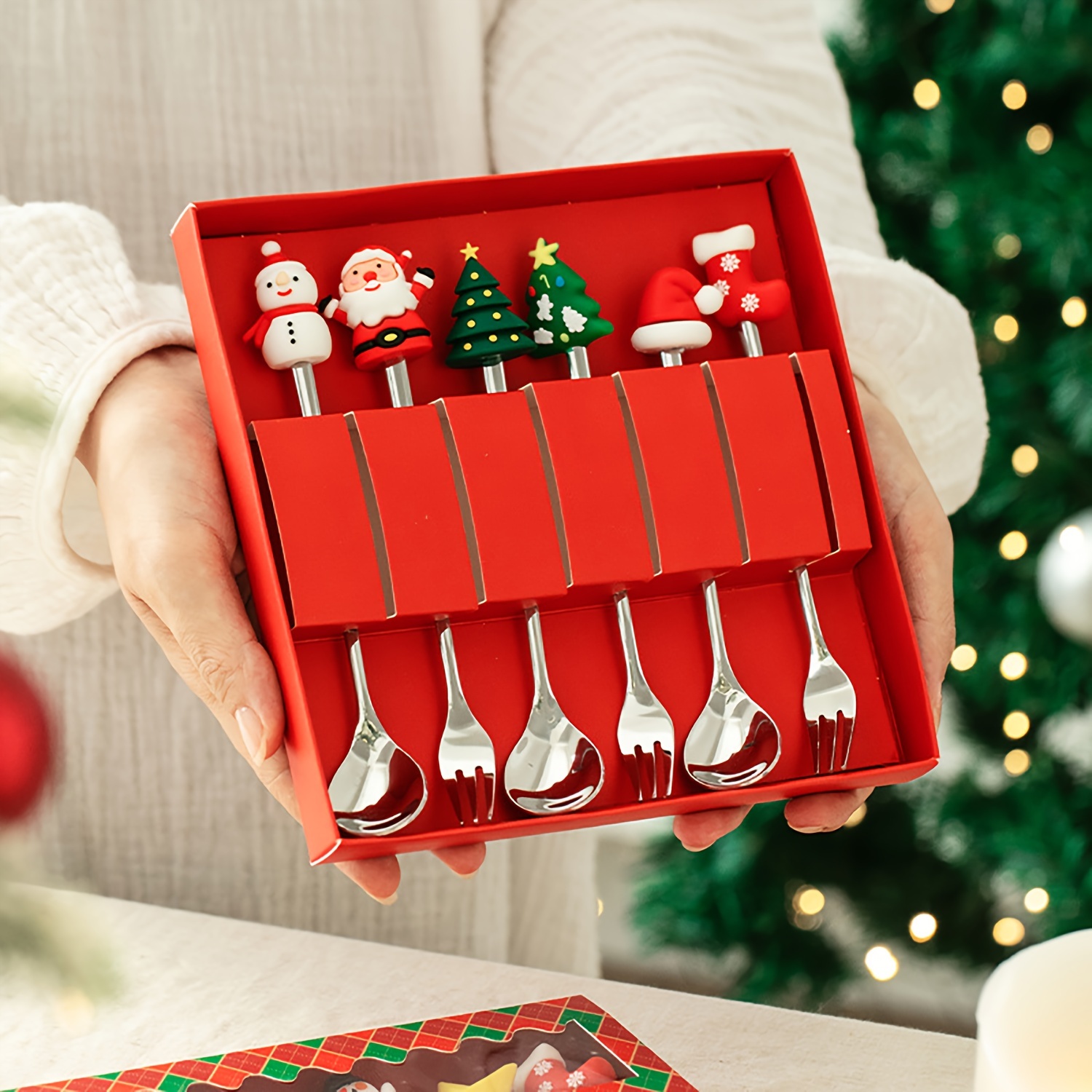 Coffee Tea Day - 1Set Creatieve Kerst Bestekset van RVS,