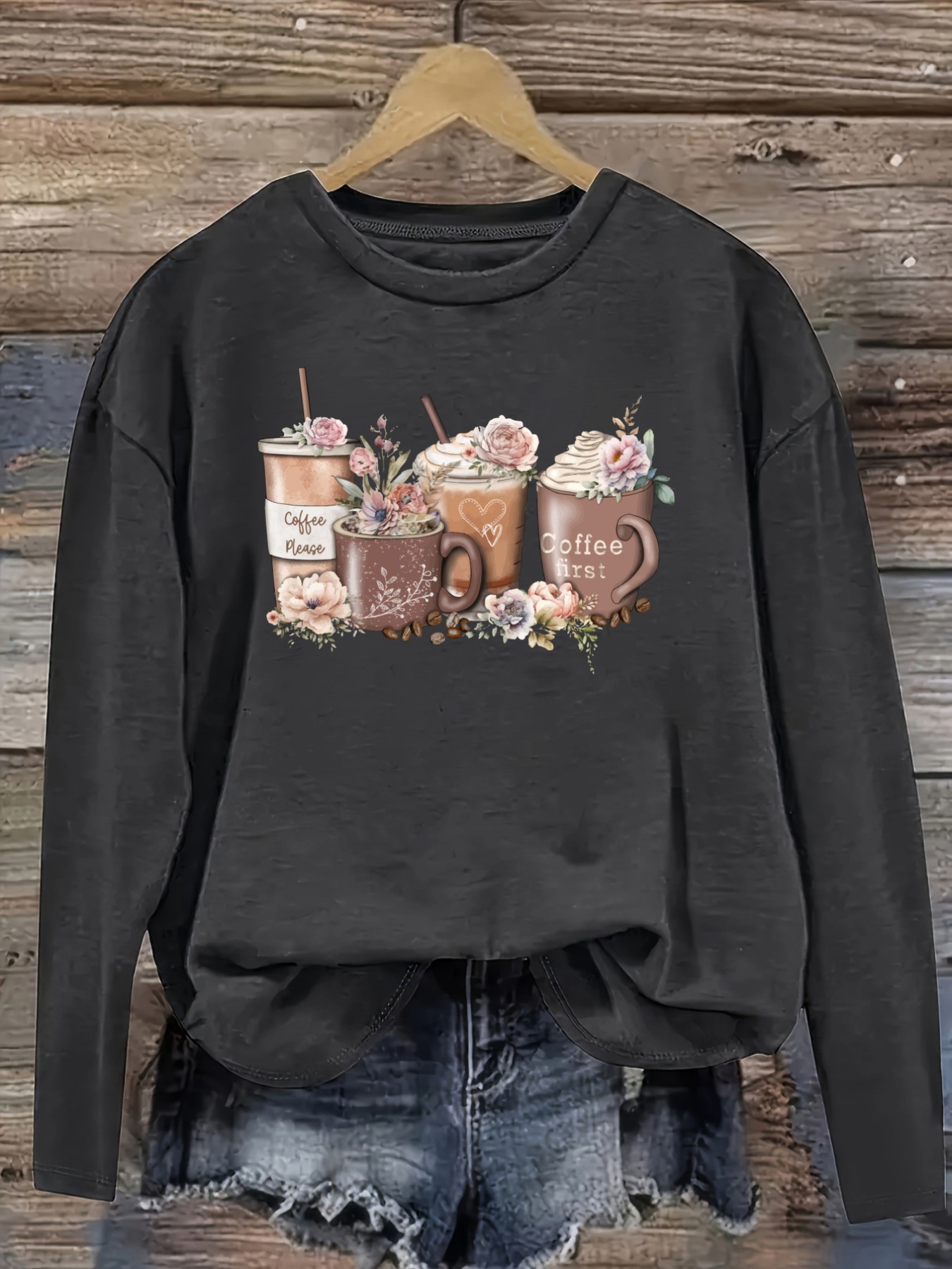 Dames Casual T-shirt met lange - Coffee & Tea Difabis recensie en prijs