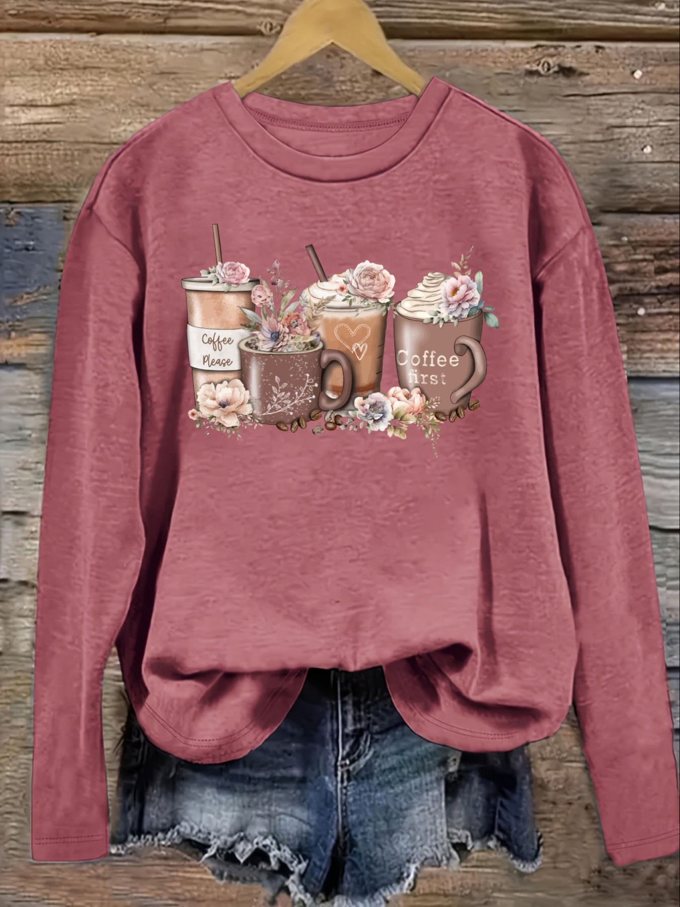 Dames Casual T-shirt met lange - Coffee & Tea Difabis recensie en prijs