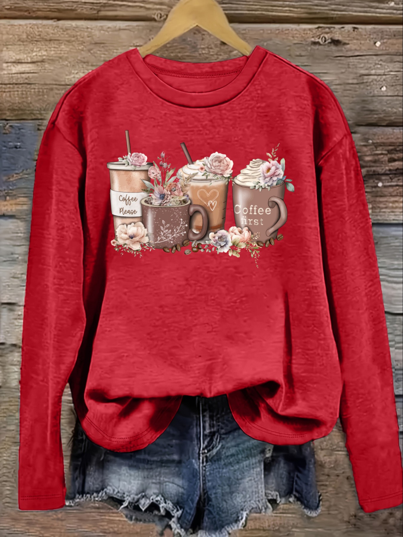 Dames Casual T-shirt met lange - Coffee & Tea Difabis recensie en prijs