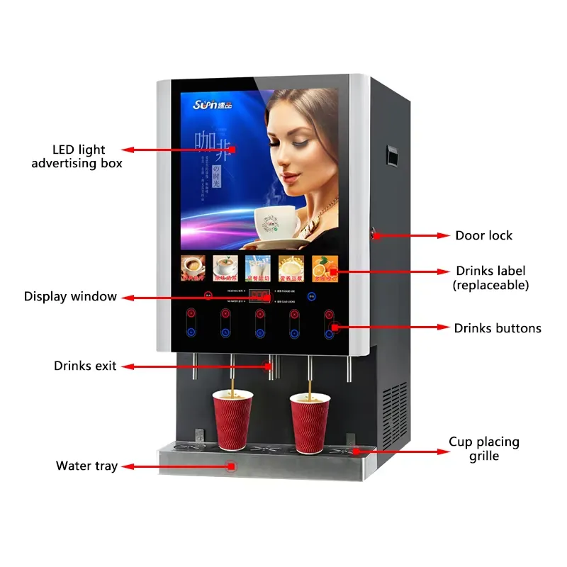 Automatische koffie-automaat 5 - Coffee Tea Vending Machine For Office recensie en prijs