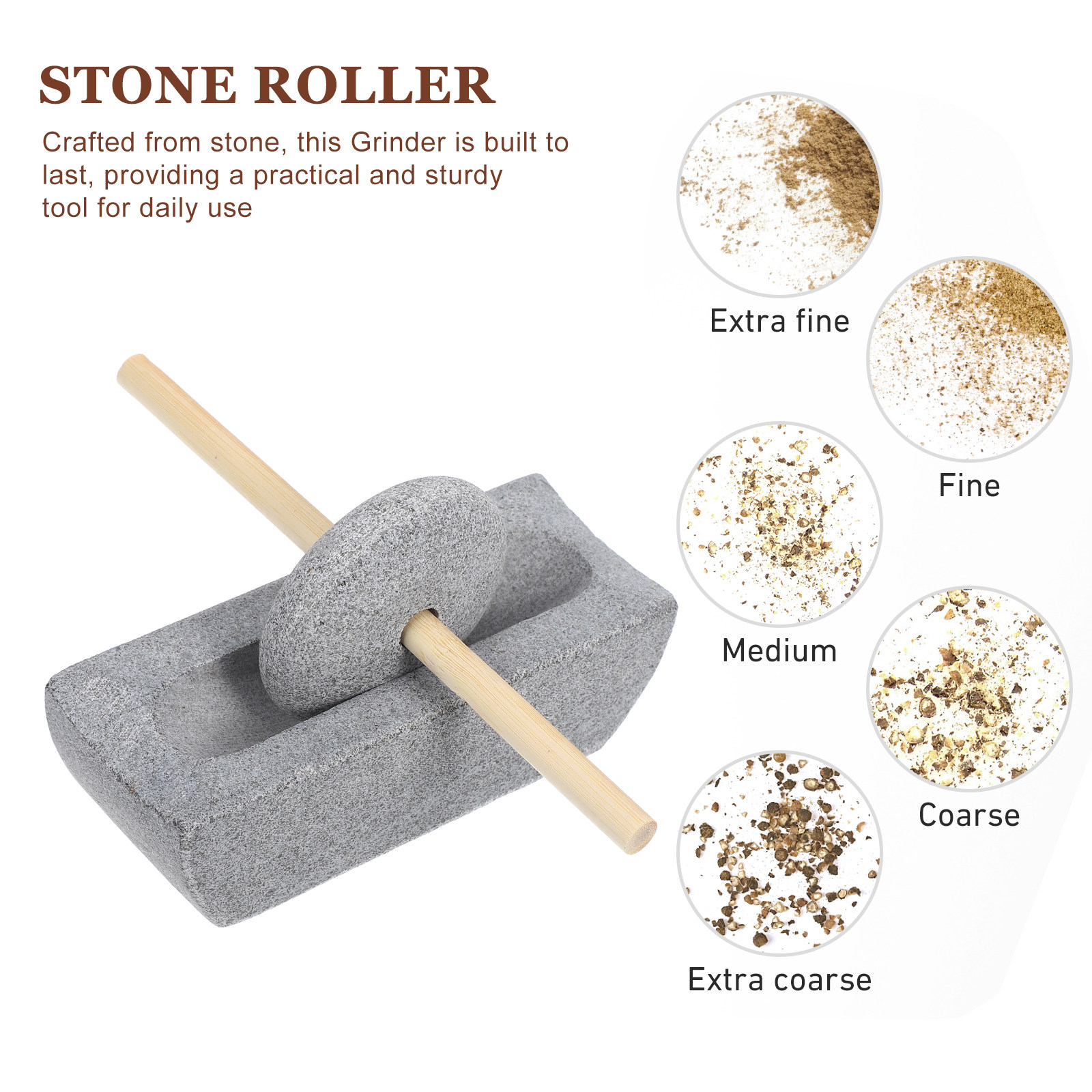 1 Set Steenstamper en -mortier - Coffee Tea And Bean Leaf recensie en prijs