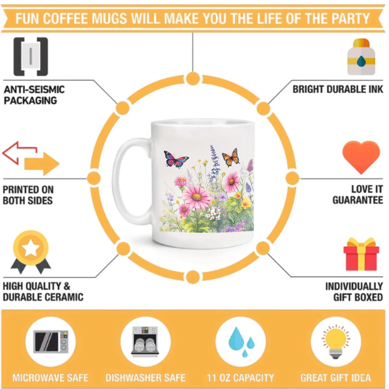 Keramische kop witte bloementu - Coffee Tea Garden recensie en prijs